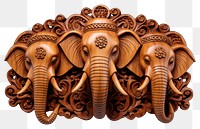 PNG An elephant with three head wood art mammal. AI generated Image by rawpixel.
