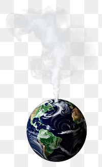 PNG  A factory release smoke to the world globe planet space black. AI generated Image by rawpixel.