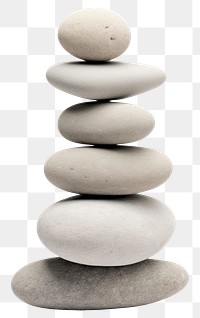 PNG  A seven stacked stone pebble rock white background.