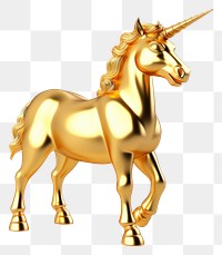 PNG Unicorn gold figurine animal.