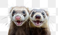 PNG  2 ferrets animal smiling mammal.