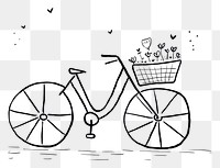 PNG A bicycle in front of a basket full of flowers vehicle sketch doodle.