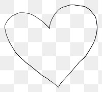 PNG A heart sketch white line.