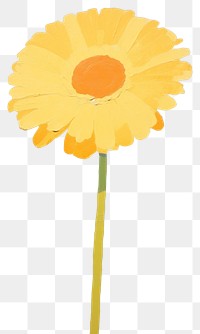 PNG Yellow gerbera flower sunflower painting petal. AI generated Image by rawpixel.