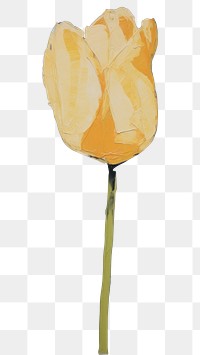 PNG Yellow tulip flower painting petal. AI generated Image by rawpixel.