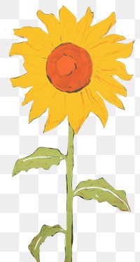 PNG Sunflower painting plant art. AI generated Image by rawpixel.