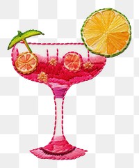 PNG Embroidery of a cocktail border fruit drink glass.