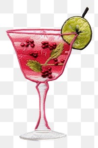 PNG Embroidery of a cocktail border martini fruit drink.