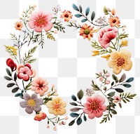PNG Embroidery of a floral frame pattern flower plant