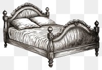 PNG Vintage bed furniture bedroom drawing. AI generated Image by rawpixel.