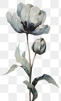 PNG Black tulip flower pattern painting plant art AI generated Image by rawpixel