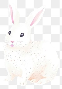 PNG  White bunny drawing animal rodent. AI generated Image by rawpixel.