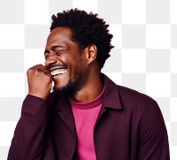 PNG Black man portrait laughing smiling. AI generated Image by rawpixel.