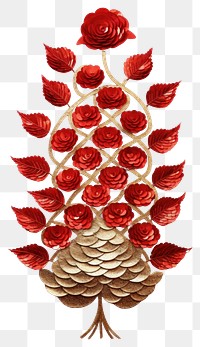 PNG Red rose bouquet pattern embroidery plant.