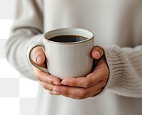 PNG Hadn holding a cup of black coffee drink mug refreshment.