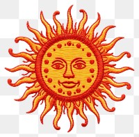 PNG Sun in embroidery style pattern art representation.