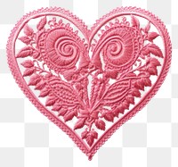 PNG Pink heart in embroidery style celebration creativity decoration.