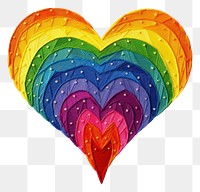 PNG Rainbow heart in embroidery style celebration creativity clothing.