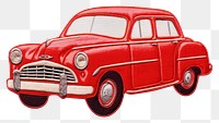 PNG Red car in embroidery style vehicle transportation automobile.