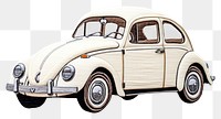 PNG White car in embroidery style vehicle drawing sketch.