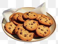 PNG Chip cookies plate food blue.