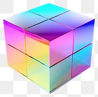 PNG Cuboid iridescent toy white background abstract.