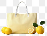 PNG Tote bag mockup lemon grapefruit handbag.