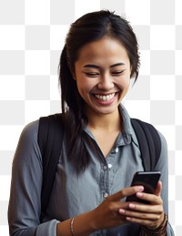 PNG  Smart phone smiling smile adult.