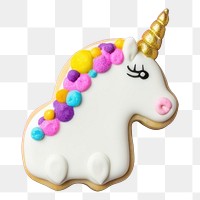 PNG Unicorn icing dessert cookie. AI generated Image by rawpixel.