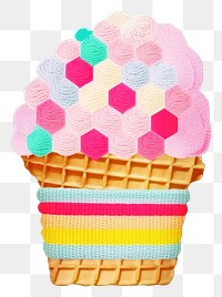 PNG  Simple fabric textile illustration minimal of a ice cream dessert food freshness.
