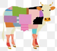 PNG  Simple fabric textile illustration minimal of a cow livestock mammal cattle.