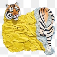 PNG  Simple fabric textile illustration minimal of a tiger animal art representation.