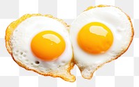 PNG Fried eggs and heart-shaped yolks fried food white background.