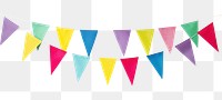 PNG Stacked small party flags origami white background clothesline.