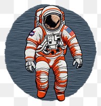 PNG Astronaut in embroidery style cartoon pattern sketch.