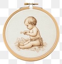 PNG The baby in embroidery style needlework locket photo.