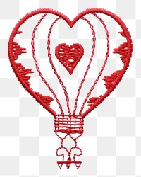 PNG The balloon in embroidery style needlework textile transportation.