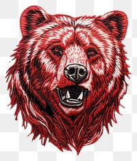 PNG The bear in embroidery style mammal animal representation.