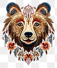 PNG The bear in embroidery style pattern art representation.