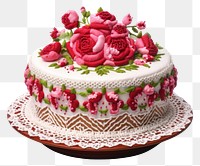 PNG The cake in embroidery style dessert icing cream.