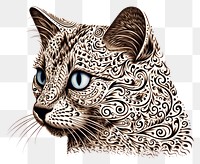 PNG Cat in embroidery style leopard drawing animal.
