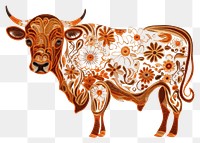 PNG The cow in embroidery style livestock cattle mammal.