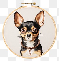 PNG The dog in embroidery style chihuahua mammal animal.