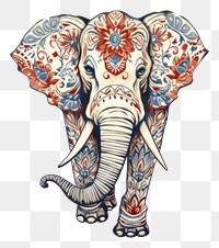 PNG The elephant in embroidery style drawing animal mammal.