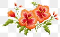 PNG The flower in embroidery style needlework hibiscus plant.