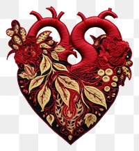 PNG The heart in embroidery style pattern celebration creativity.