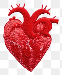 PNG Heart in embroidery style textile representation antioxidant.