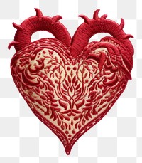 PNG Heart in embroidery style celebration creativity pattern.