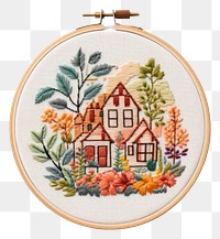 PNG The house in embroidery style needlework pattern textile.