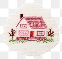 PNG House in embroidery style needlework pattern textile.